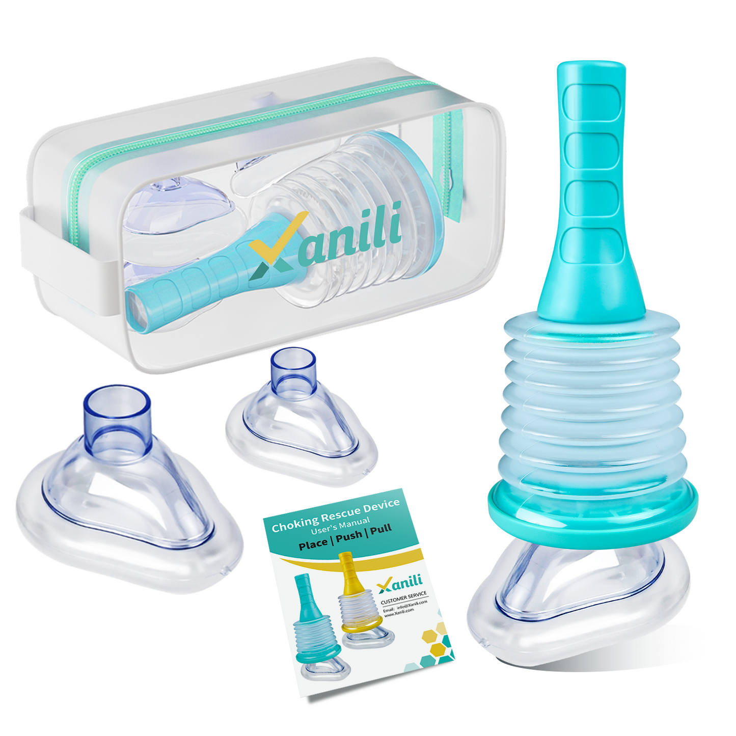 Xanili Anti-Choking Device, Portable Suction Rescue Device, First Aid Kit for Kids and Adults