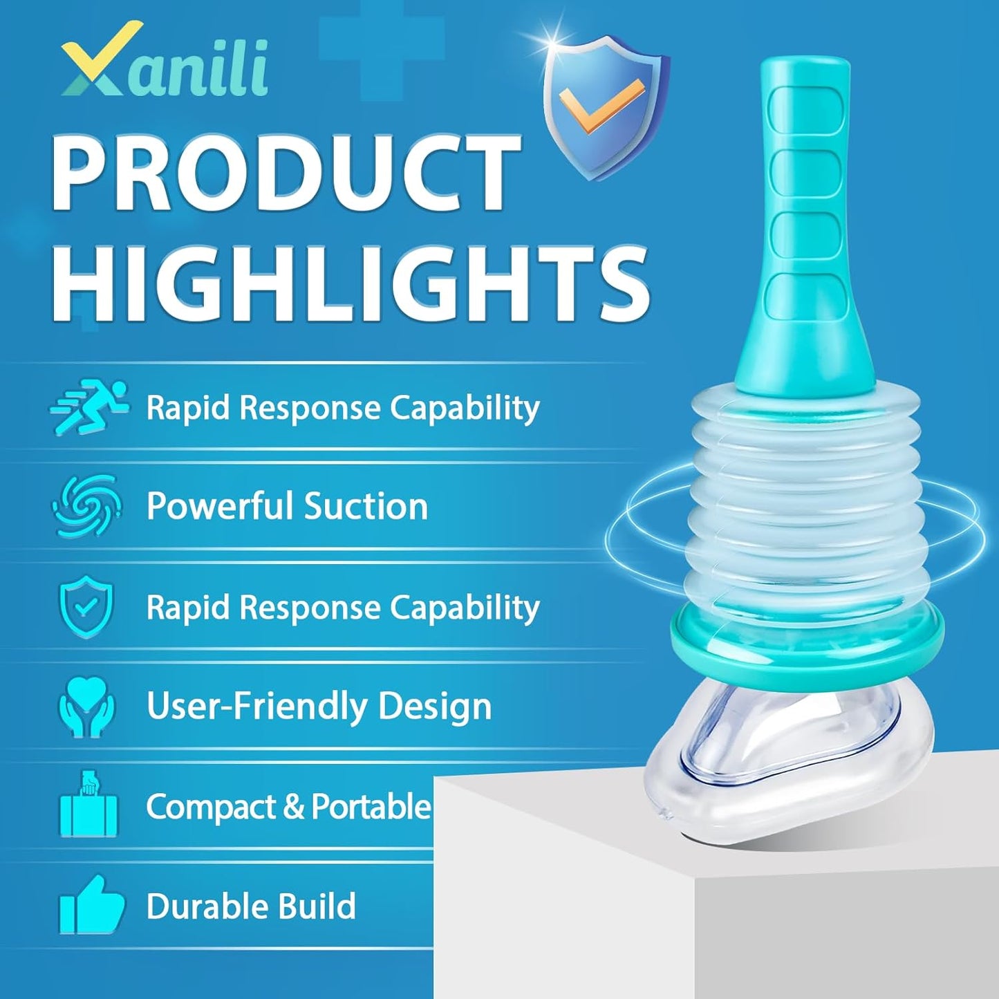 Xanili Anti-Choking Device, Portable Suction Rescue Device, First Aid Kit for Kids and Adults